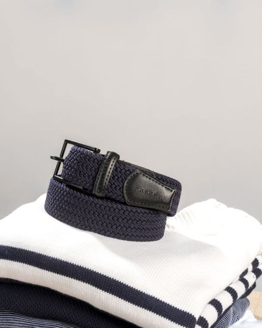 Mise au Green Ceinture & Bretelles | Ceinture Tressee Unie A Boucle Bleu Marine