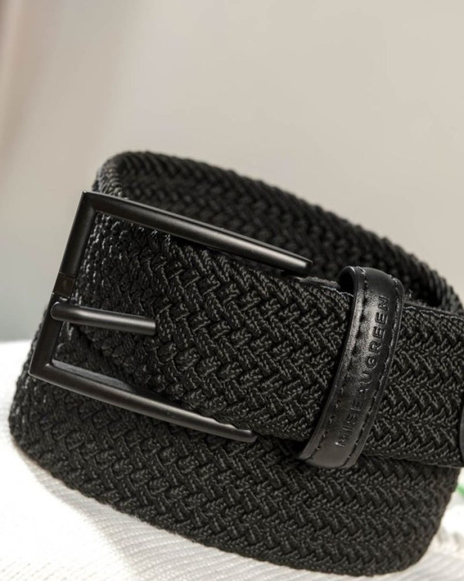 Mise au Green Ceinture & Bretelles | Ceinture Tressee Unie A Boucle Noir