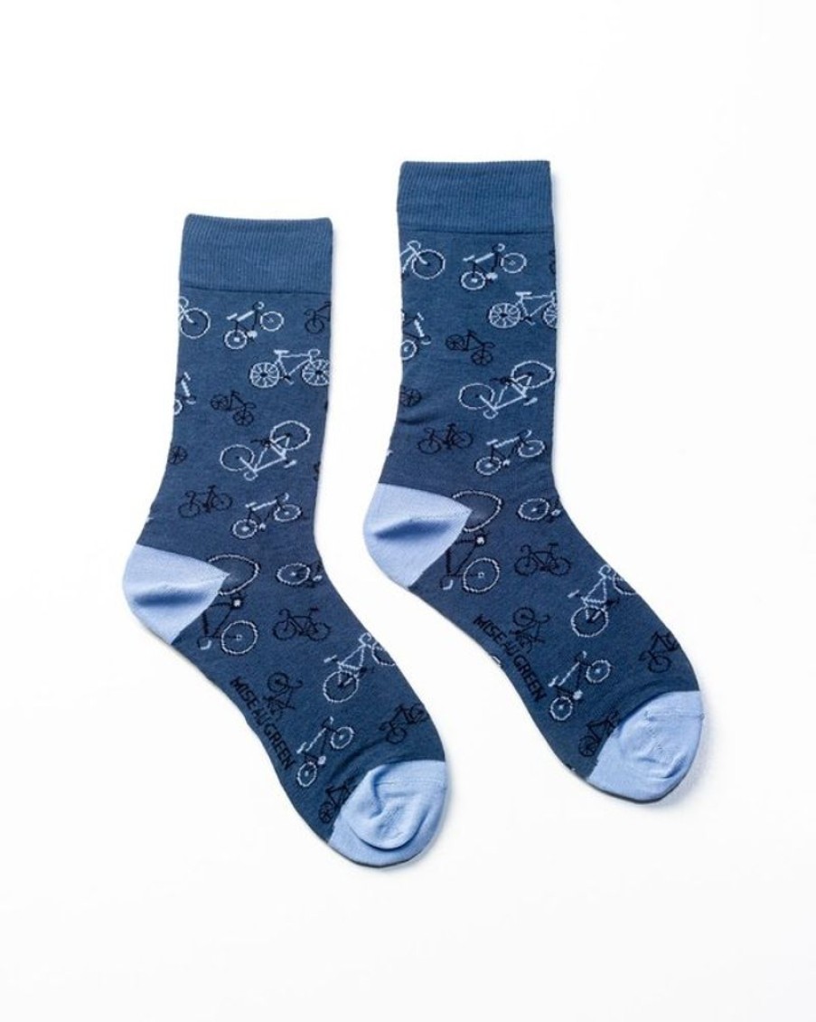 Mise au Green Chaussettes | Chaussettes Fantaisie Motifs Velos Bleu