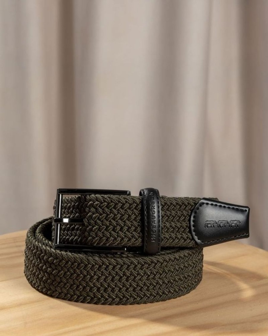 Mise au Green Ceinture & Bretelles | Ceinture Tressee Unie A Boucle Kaki