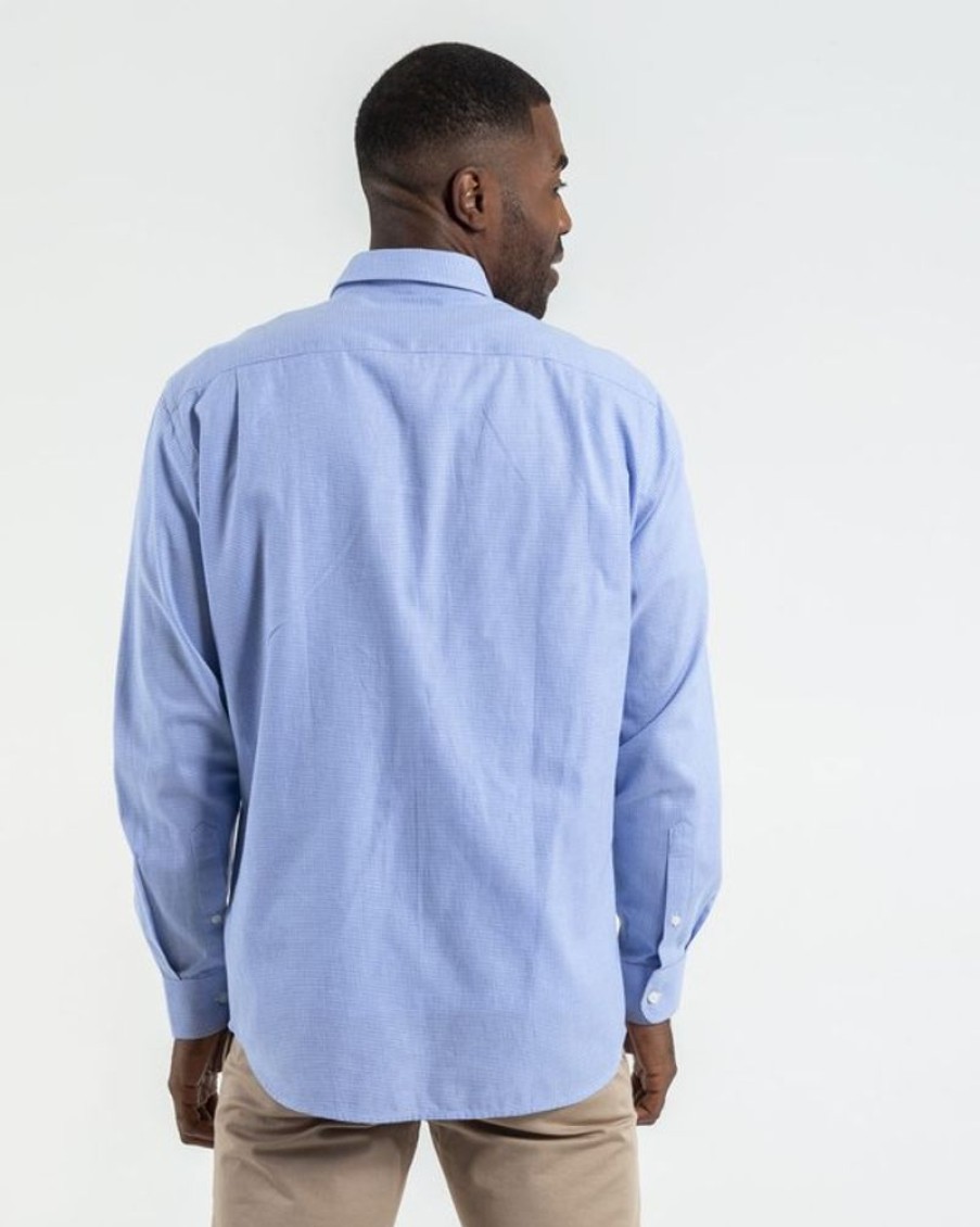 Mise au Green Chemise | Chemise Regular Fit Manches Longues A Carreaux En Coton Carreaux Bleu