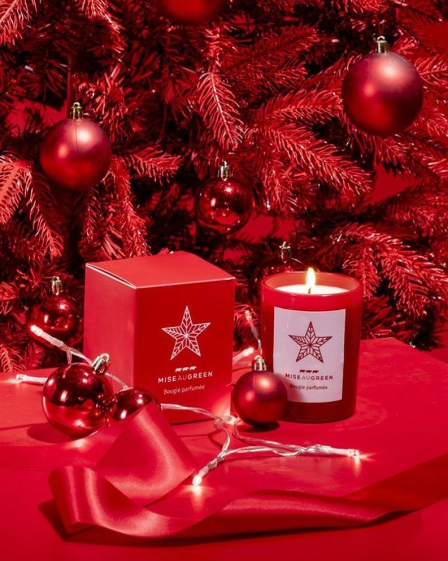 Mise au Green Maison & Bain | Bougie De Noel En Porcelaine Rouge