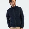 Mise au Green Polaire | Blouson Polaire Unie Manches Longues Poches Zippees Bleu Marine