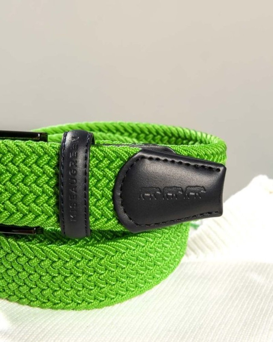 Mise au Green Ceinture & Bretelles | Ceinture Tressee Unie A Boucle Vert Anglais