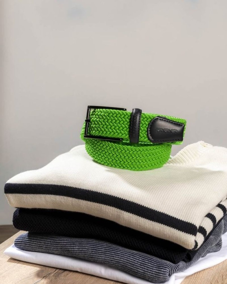 Mise au Green Ceinture & Bretelles | Ceinture Tressee Unie A Boucle Vert Anglais