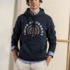 Mise au Green Sweat | Sweat A Capuche Unie Blason Le Soleil Se Leve A L'Est Bleu Marine