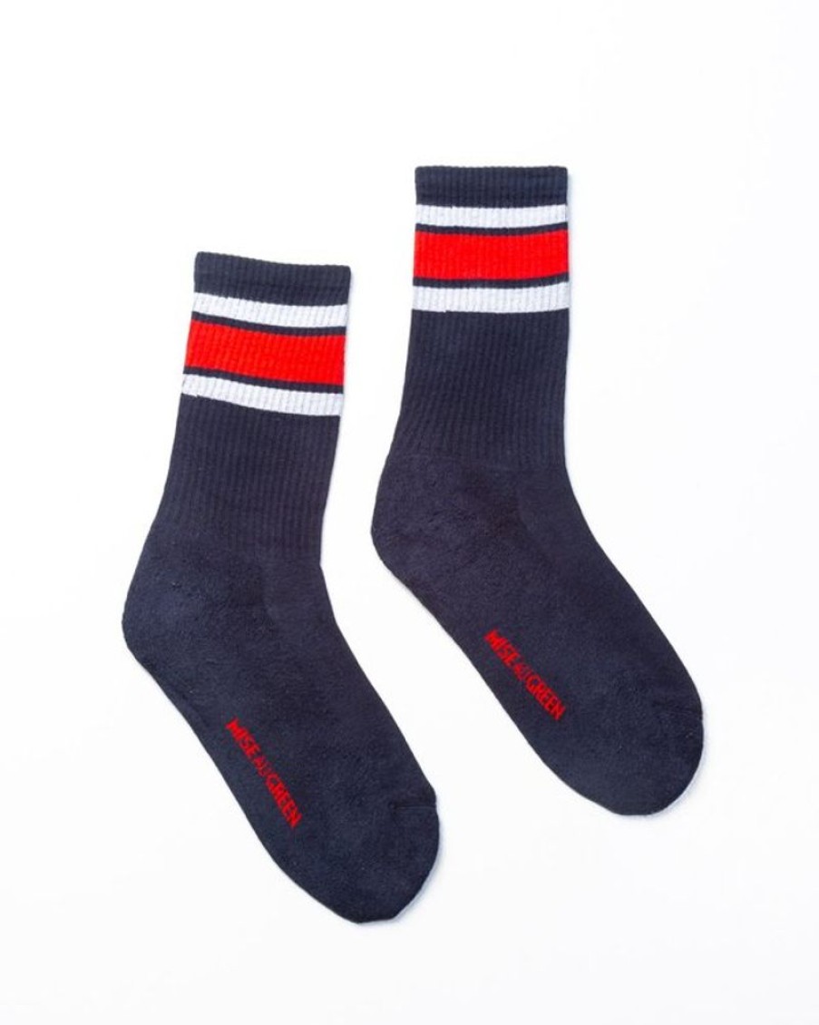 Mise au Green Chaussettes | Chaussettes Tennis Rayees Rouge