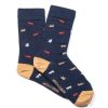 Mise au Green Chaussettes | Chaussettes Jacquard Motifs Petites Vaches Bleu Marine