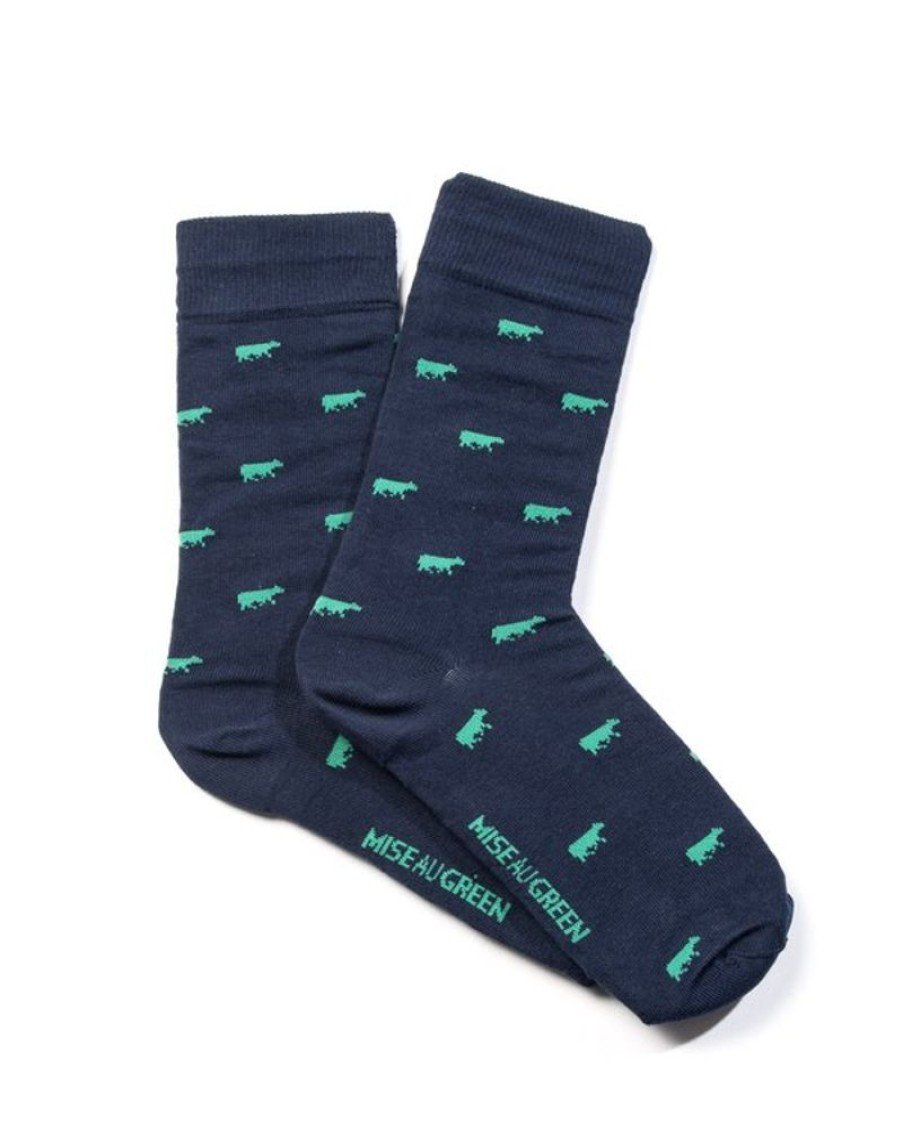 Mise au Green Chaussettes | Chaussettes A Motifs Petites Vaches En Coton Vert