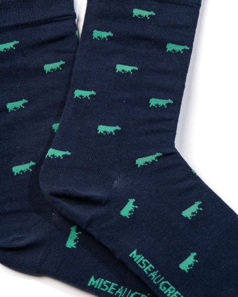 Mise au Green Chaussettes | Chaussettes A Motifs Petites Vaches En Coton Vert