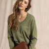 Mise au Green Pull & Cardigan | Pull Encolure En V Kaki Fonce