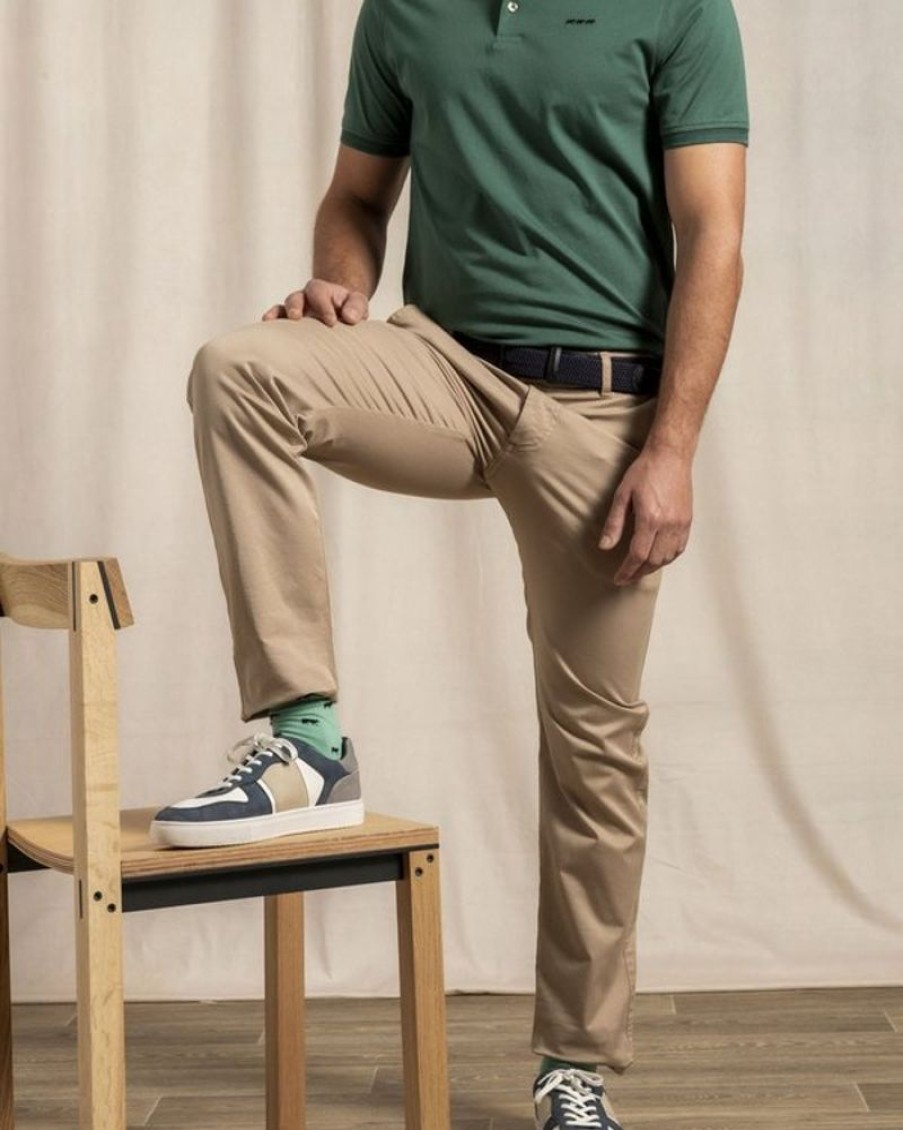 Mise au Green Pantalon & Jean | Pantalon Chino Lucas Uni Taille Elastique En Coton Beige