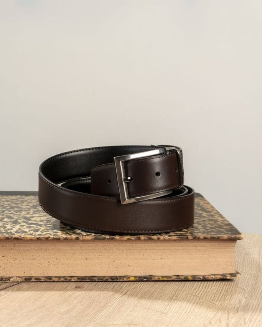 Mise au Green Ceinture & Bretelles | Ceinture Reversible Boucle Ardillon 100% Cuir Noir