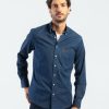 Mise au Green Chemise | Chemise Facon Denim Unie Manches Longues 100% Coton Bleu Jean