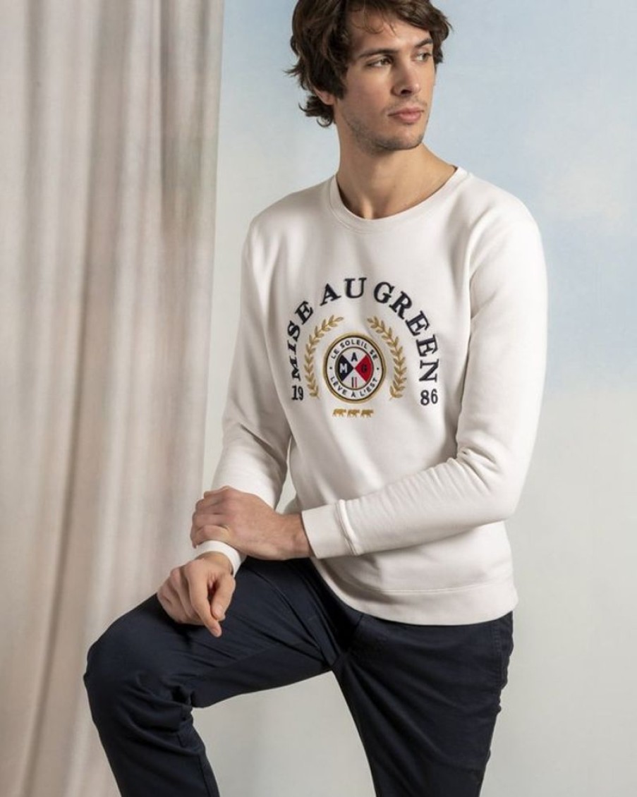 Mise au Green Sweat | Sweat Unie Blason Le Soleil Se Leve A L'Est Blanc