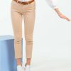 Mise au Green Pantalon & Jean | Pantalon Slim Uni Longueur 7/8 En Coton Beige