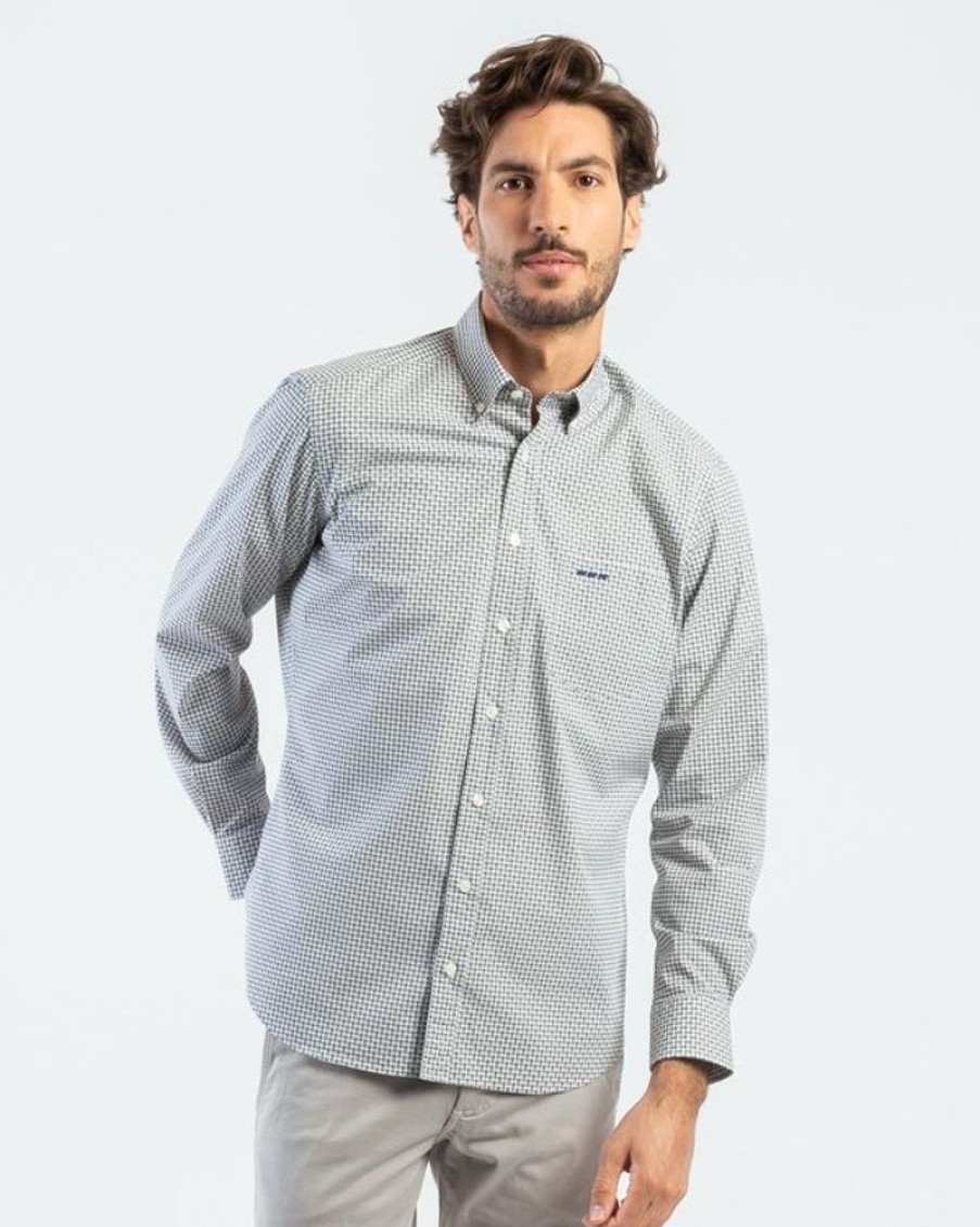 Mise au Green Chemise | Chemise A Micro-Motifs Gris Clair