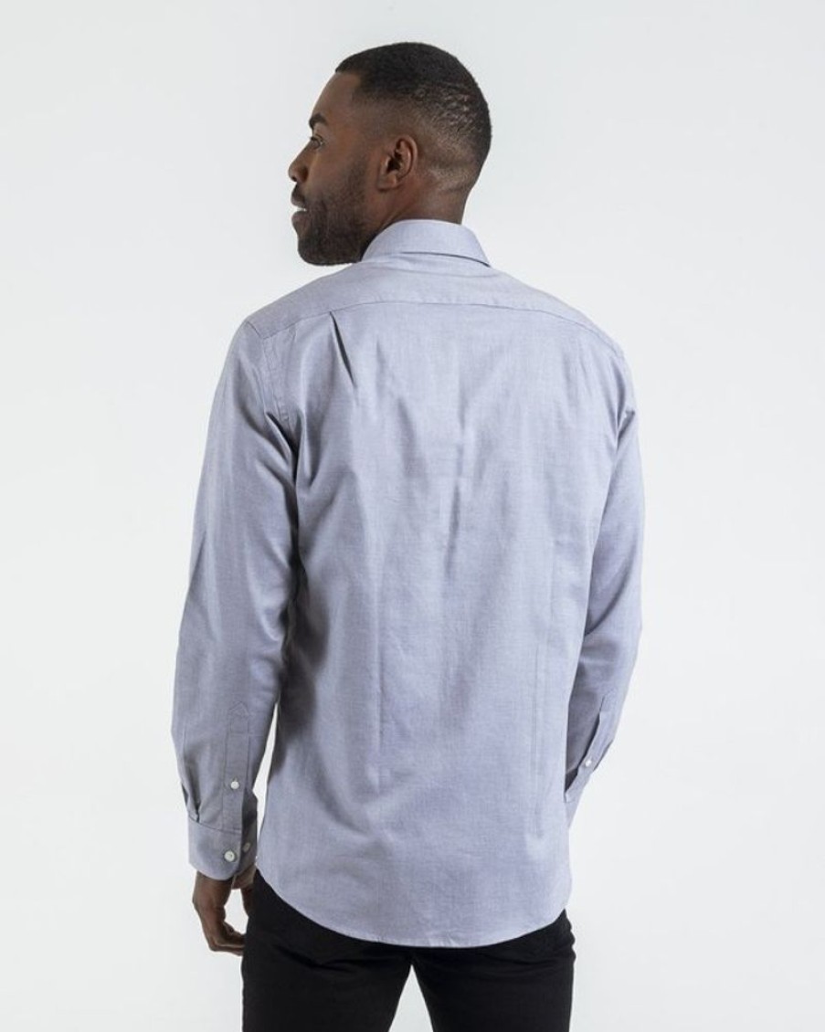 Mise au Green Chemise | Chemise Oxford Manches Longues Unie 100% Coton Anthracite