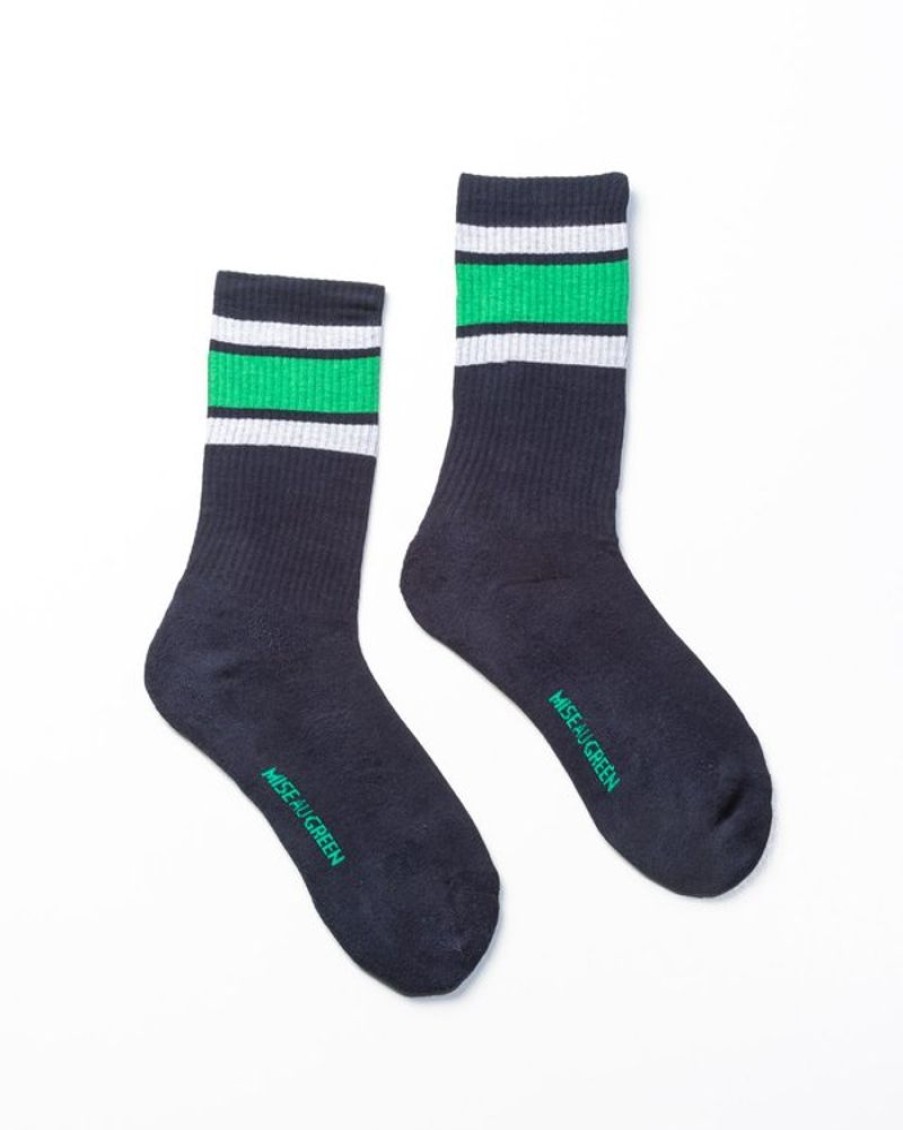 Mise au Green Chaussettes | Chaussettes Tennis Rayees Vert