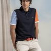 Mise au Green Polo | Polo Effet Color Block Manches Courtes En Coton Bleu Marine