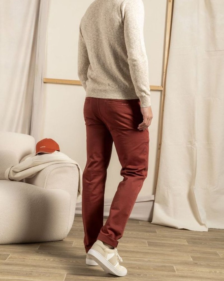 Mise au Green Pantalon & Jean | Pantalon Chino Lucas Uni Taille Elastique En Coton Henne