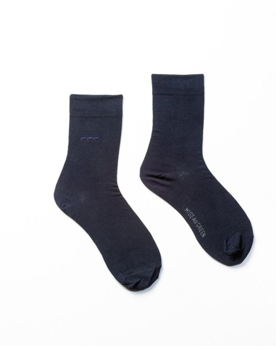 Mise au Green Chaussettes | Chaussettes Unies Broderie 3 Vaches Bleu Marine