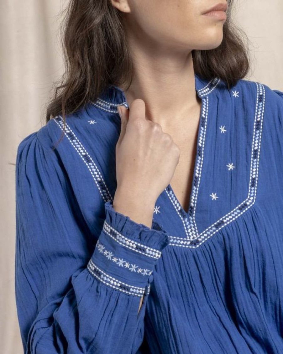 Mise au Green Chemisier & Tunique | Blouse Boheme Bleu Cobalt