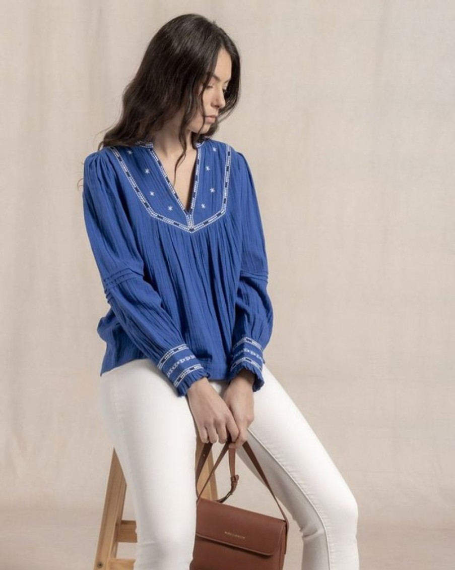 Mise au Green Chemisier & Tunique | Blouse Boheme Bleu Cobalt