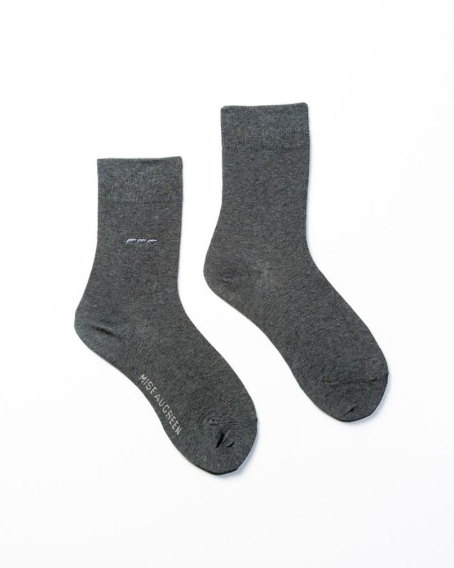 Mise au Green Chaussettes | Chaussettes Unies Broderie 3 Vaches Gris Chine Gris Chin00C9