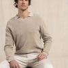 Mise au Green Pull | Pull Col Polo Maille Structuree Beige