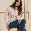 Mise au Green Polo | Polo A Manches Longues Uni En Coton Rose Pale