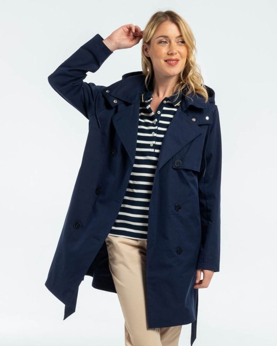 Mise au Green Manteau & Doudoune | Parka Trench Unie Bleu Marine