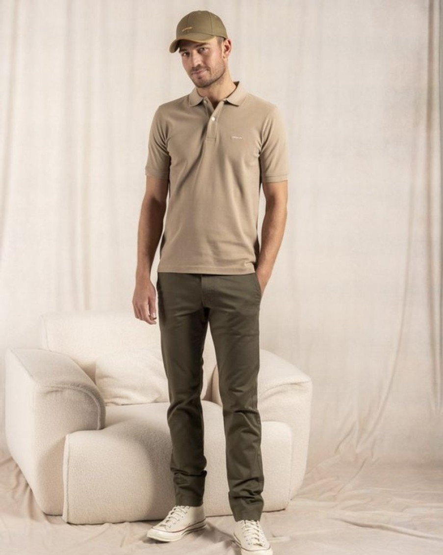 Mise au Green Pantalon & Jean | Pantalon Chino Lucas Uni Taille Elastique En Coton Kaki