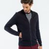 Mise au Green Gilet | Cardigan Manches Longues Zippe Col Camionneur Bleu Marine