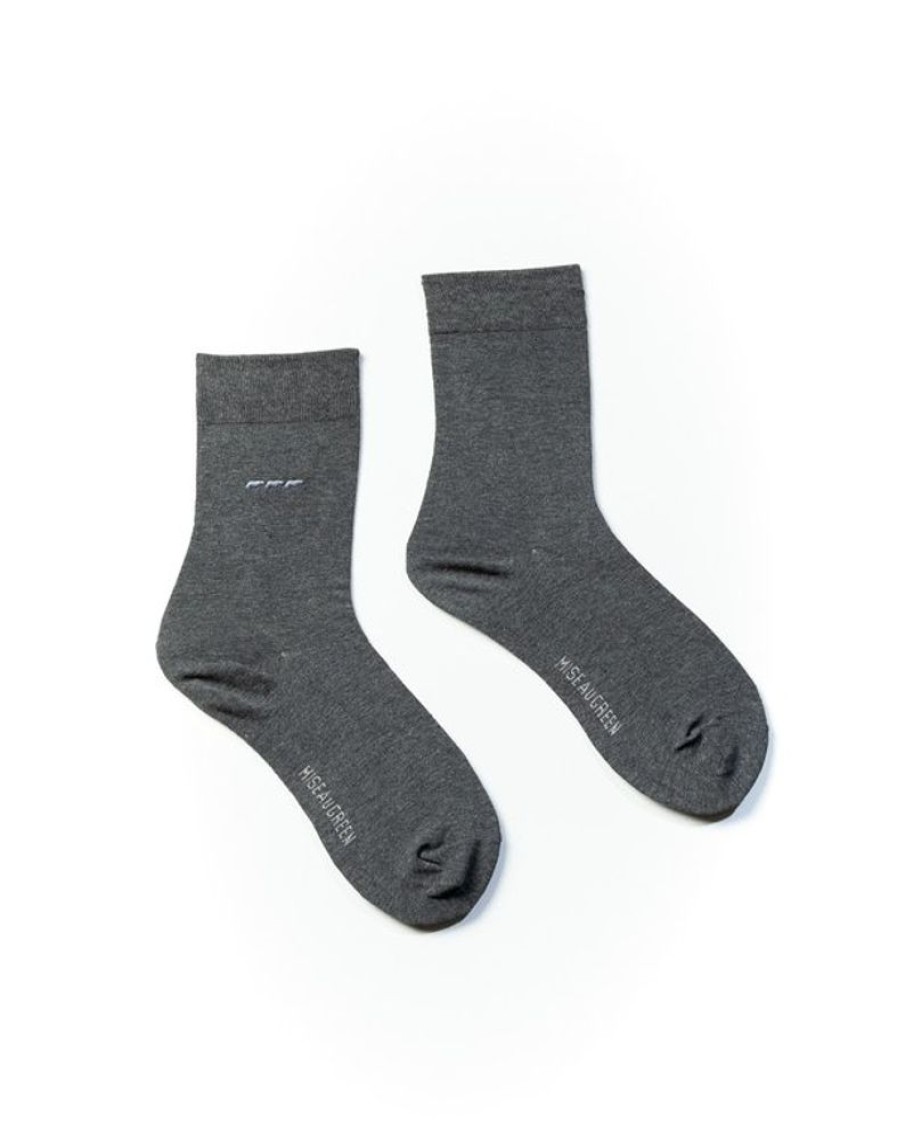 Mise au Green Chaussettes | Chaussettes Unies Broderie 3 Vaches Anthracite