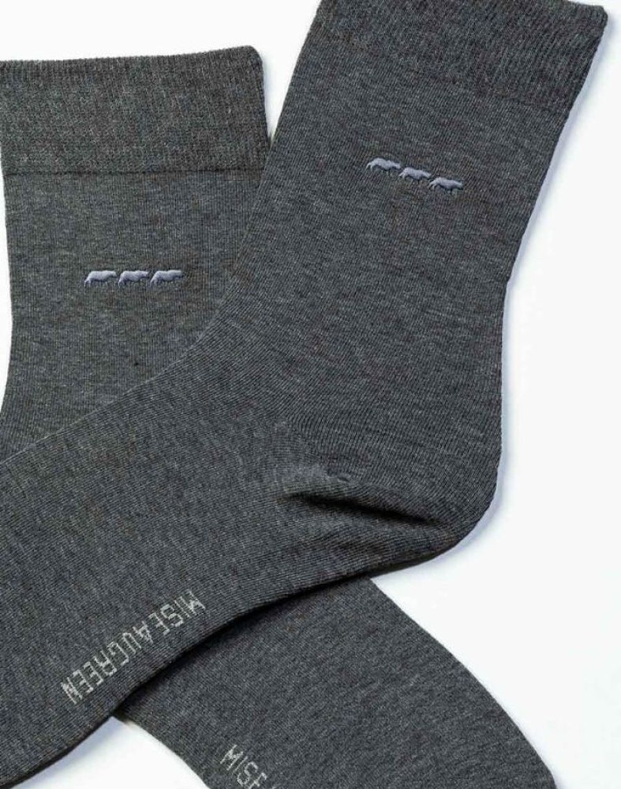 Mise au Green Chaussettes | Chaussettes Unies Broderie 3 Vaches Anthracite