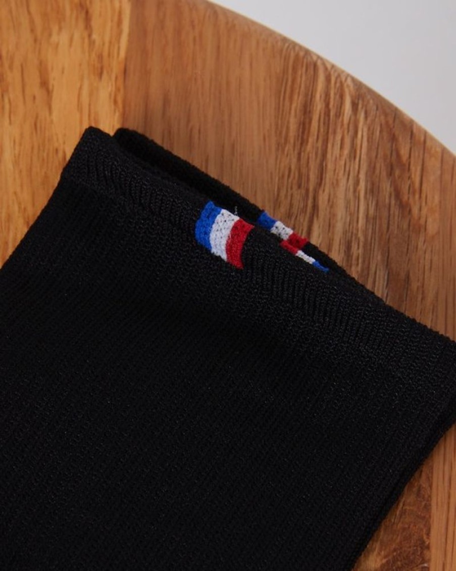 Mise au Green Chaussettes | Chaussettes Unies Cotelees En Fil D'Ecosse Noir