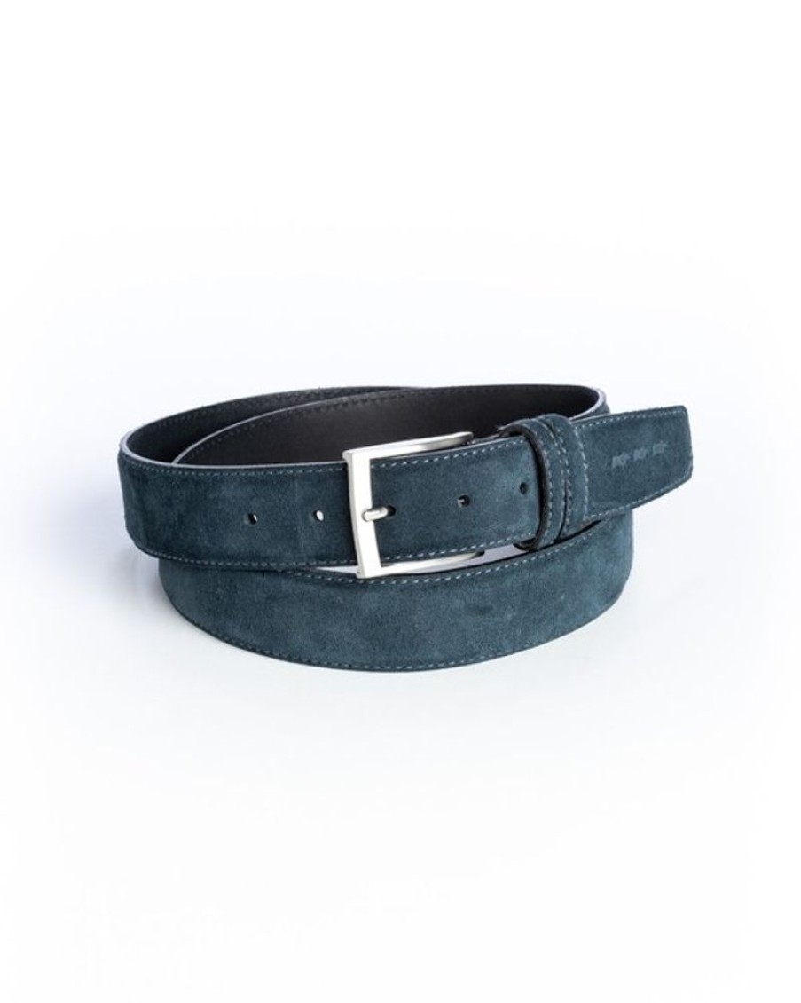 Mise au Green Ceinture & Bretelles | Ceinture Unie A Boucle 100% Cuir Indigo