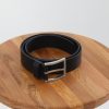 Mise au Green Ceinture & Bretelles | Ceinture A Boucle Unie En Cuir Noir