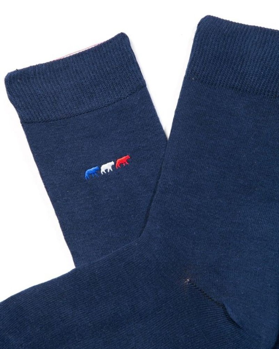 Mise au Green Chaussettes | Chaussettes Unies Trois Petites Vaches Bleu Marine