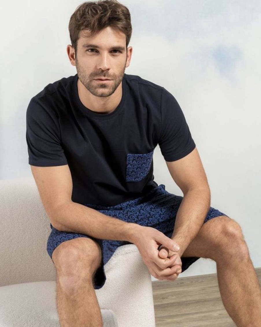 Mise au Green Sous-Vetements & Homewear | Pyjashort Adam Bleu Marine