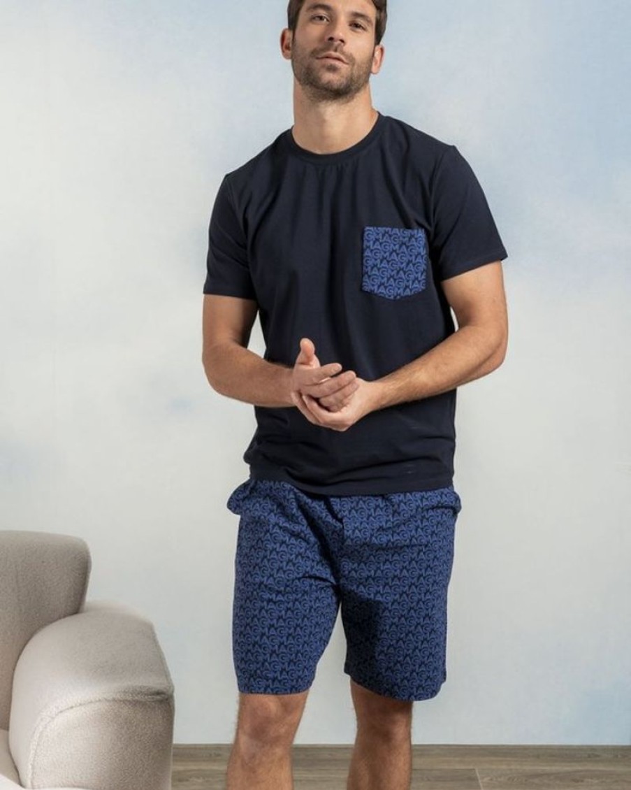 Mise au Green Sous-Vetements & Homewear | Pyjashort Adam Bleu Marine