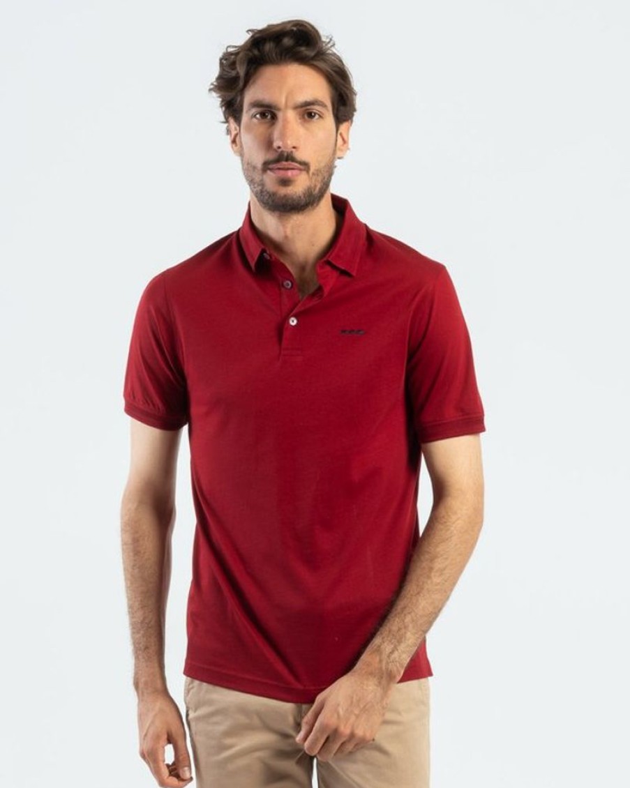 Mise au Green Polo | Polo Uni Mercerise Broderie Trois Vaches 100% Coton Bordeaux