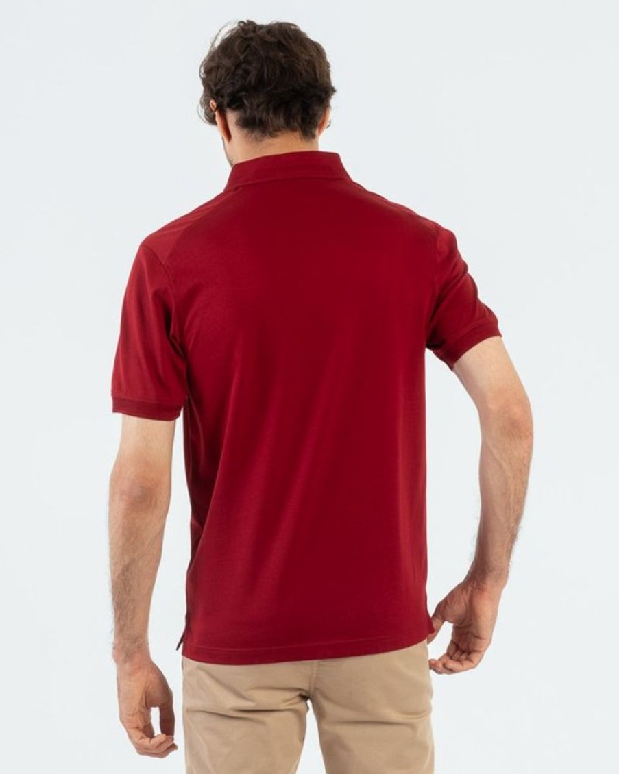 Mise au Green Polo | Polo Uni Mercerise Broderie Trois Vaches 100% Coton Bordeaux