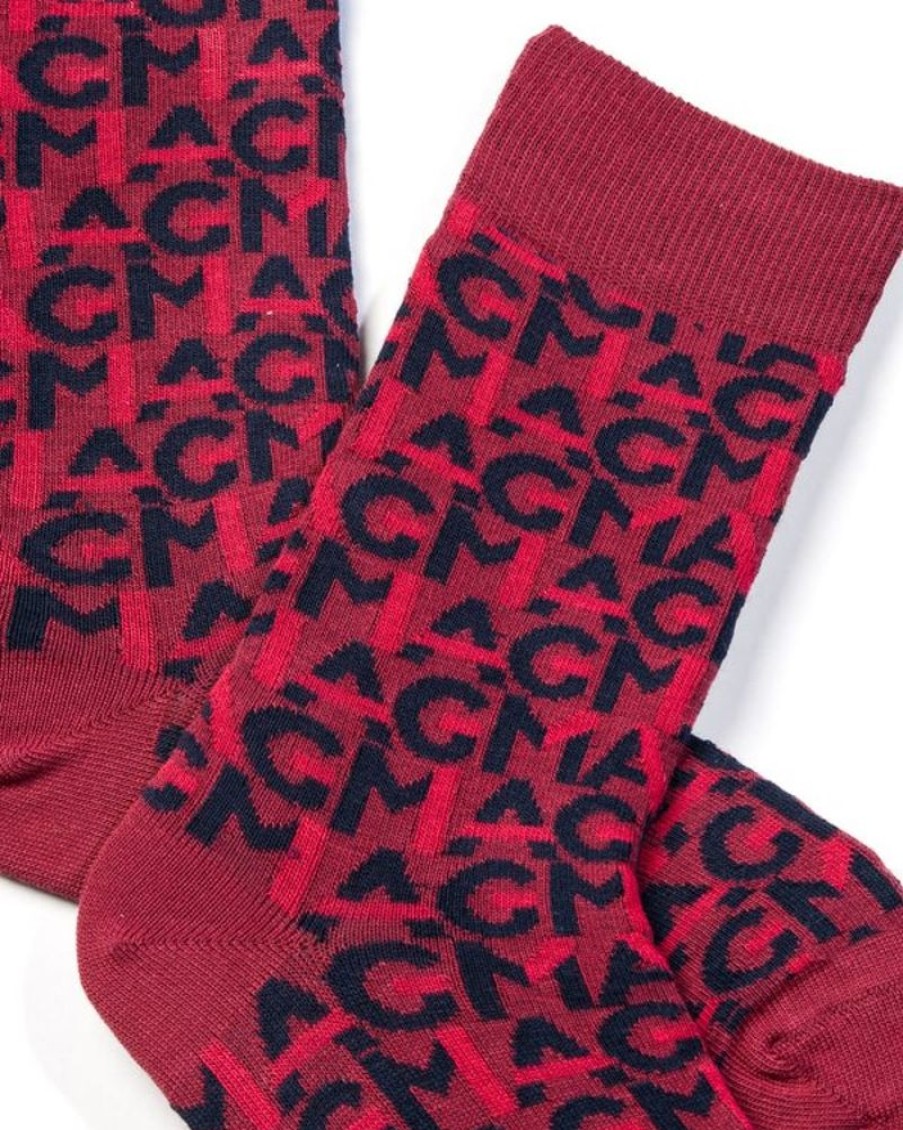 Mise au Green Chaussettes | Chaussettes Jacquard Imprime Monogramme Mag Bordeaux