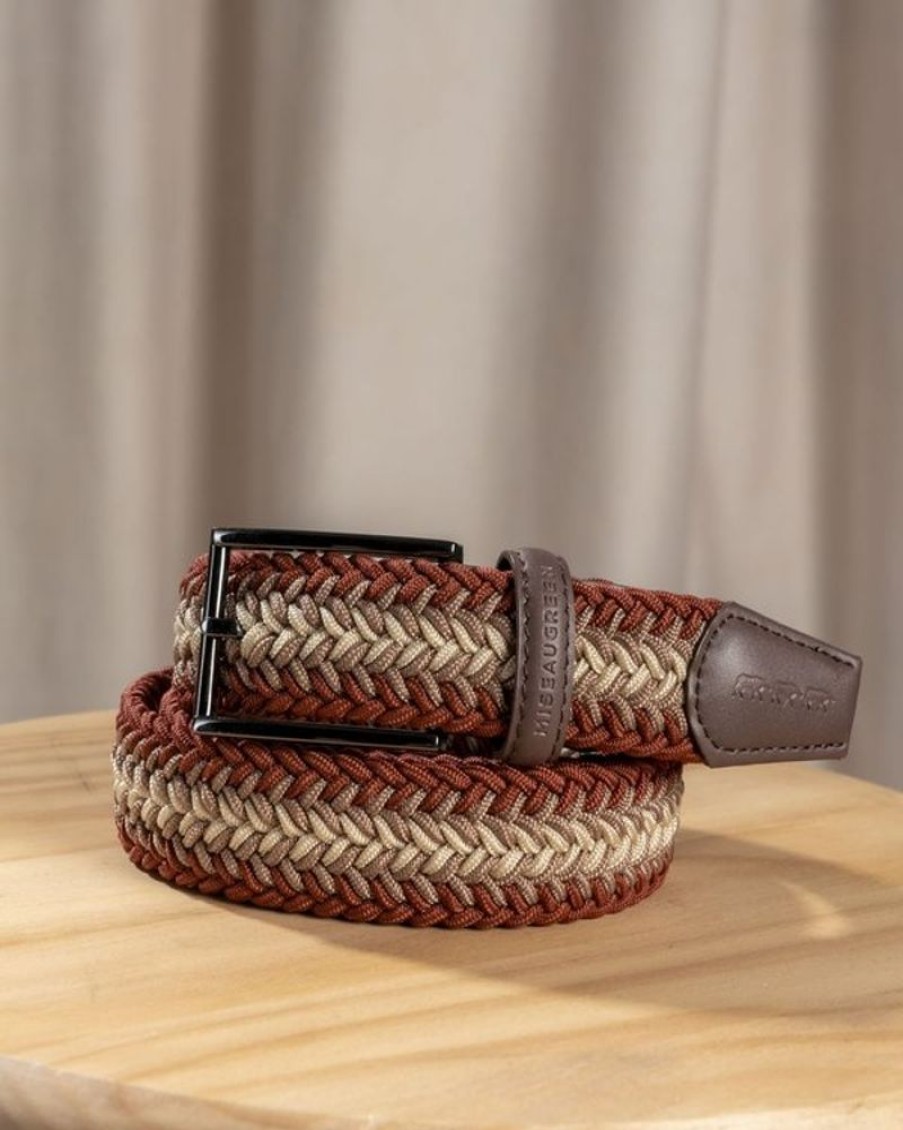 Mise au Green Ceinture & Bretelles | Ceinture Tressee Tricolore A Boucle Rouille