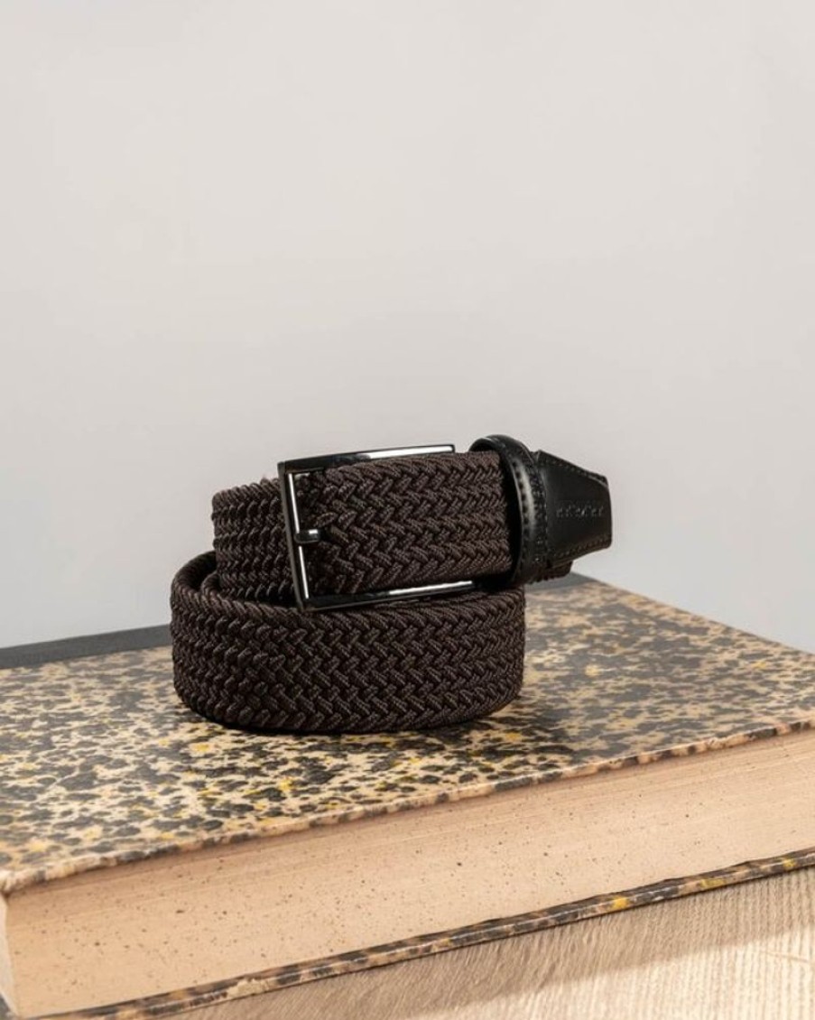 Mise au Green Ceinture & Bretelles | Ceinture Tressee Unie A Boucle Brun