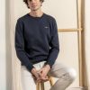 Mise au Green Sweat | Sweat Uni Louis Broderie 3 Vaches 85% Coton Bleu Marine