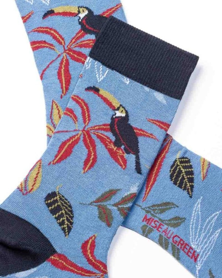 Mise au Green Chaussettes | Chaussettes Motif Tropical Pelicans Bleu