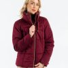 Mise au Green Manteau & Doudoune | Doudoune Matelassee Zippee Unie En Velours Bordeaux